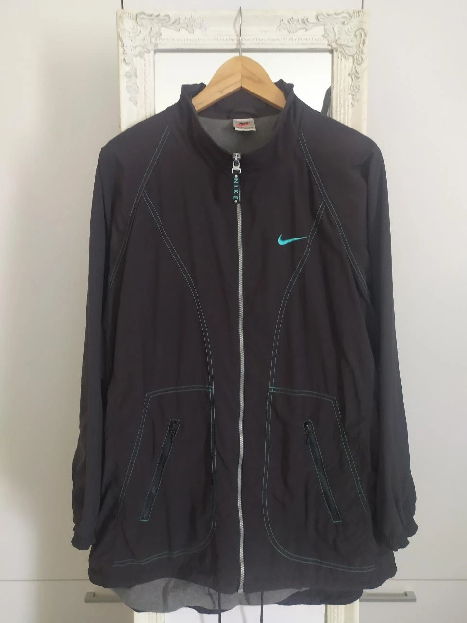 Vintage Y2K Nike GG Escuro Cinza Nylon Jaqueta Cortavento Original – photo 5